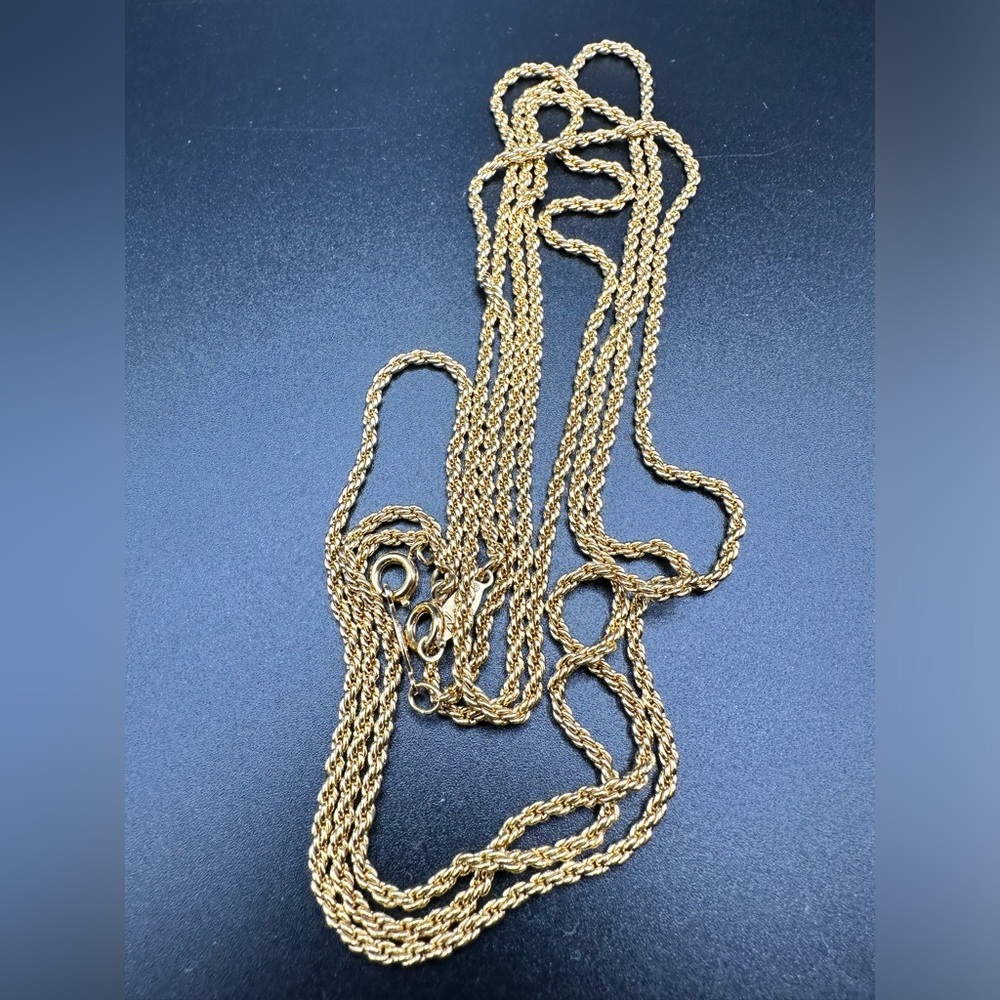 Set of 2 Vintage Signed Napier Gold Tone Detailed Rope Chain Necklace Costume - Picture 7 of 8